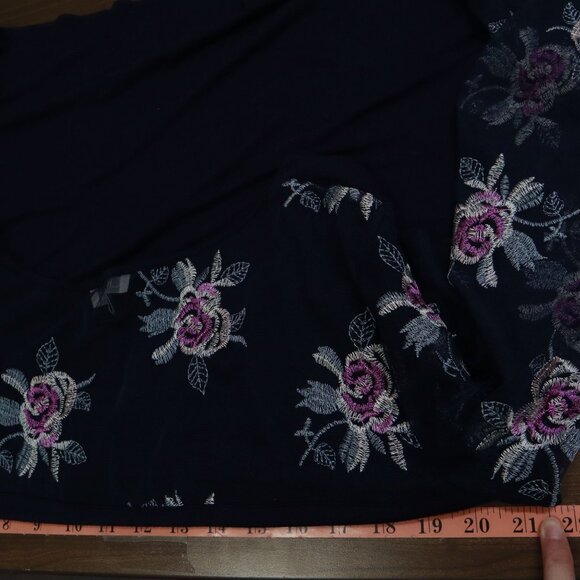 Chenault Sheer Embroidered Top Womens XL Navy Feminine Boho Grannycore Bloomcore - Picture 12 of 16